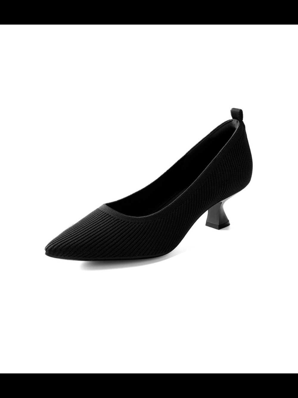 Women’s Black Point Toe Comfortable Knitted  Heels
